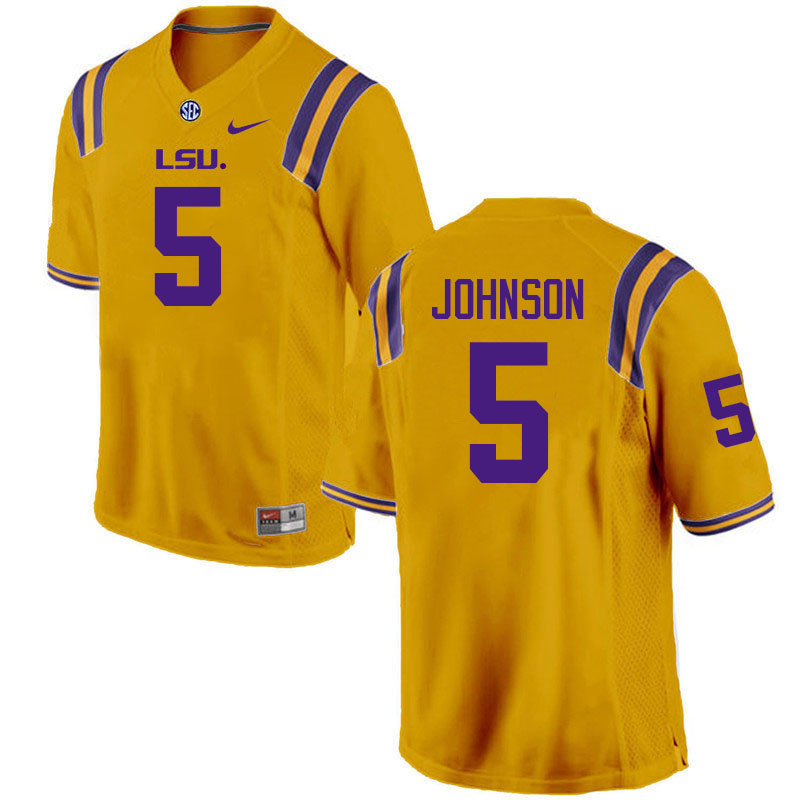 Men #5 Ju'Juan Johnson LSU Tigers College Football Jerseys Stitched-Gold